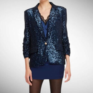 Generation Love Avery Sequin Blazer in Navy Size M